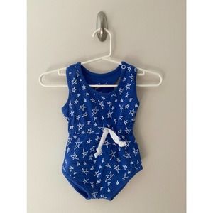 J&j Cobalt With Snow Star Romper (0-6m) Vguc
